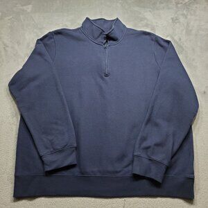 Puritan 1/4 Zip Mock Pullover Heavy Weight Sweater Dark Navy Men Sz XL